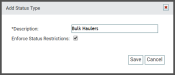 ADD STATUS TYPE dialog window